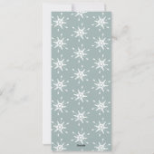 シンプルな白い雪の結晶のウェディングメニュー シーズンカード (裏面)