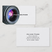 シンプルな白およびレンズのカメラマンの名刺 名刺 (正面/裏面)