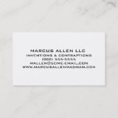 シンプルな白く及び黒い 名刺 (裏面)