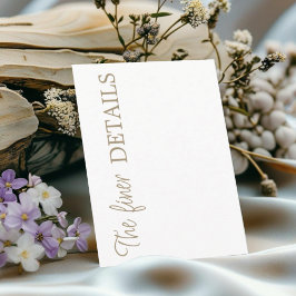 シンプルな白とゴールドの結婚式の詳細 エンクロージャーカード
