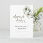 シンプルな白とミントグリーンの春の花の リハーサルディナー 招待状 (スタンド正面)