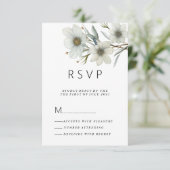 シンプルな白とミントグリーンの春の花のRSVP 招待状 (スタンド正面)