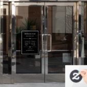 シンプルな白と黒のオフィス 開業時間 ウィンドウサイン (オフィスドア)
