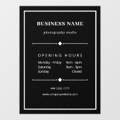 シンプルな白と黒のオフィス 開業時間 ウィンドウサイン (シート)