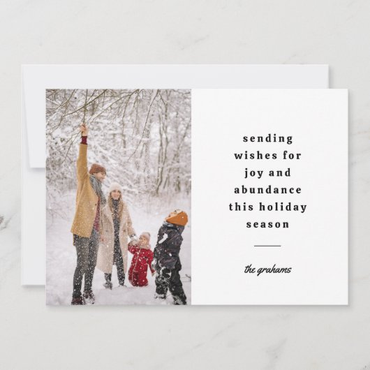 シンプルな白と黒のタイポグラフィーで送る願い シーズンカード (正面)