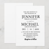 シンプルな白のクラシック結婚式招待状 招待状 (正面/裏面)