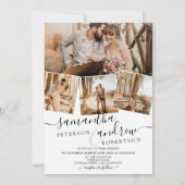 シンプルな白のミニマルフォント5枚の写真の結婚式 招待状 (裏面)