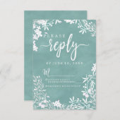 シンプルな白の花柄 結婚式の返信はがき カラー対応 出欠カード (正面/裏面)