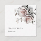 シンプルな白の3Dフラワー スクエア名刺 (正面)