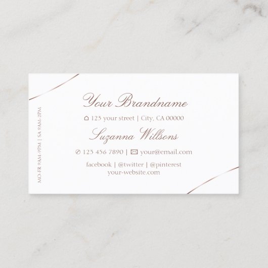 シンプルな白バラ金ゴールドデコールとジュエリー 名刺 (裏面)