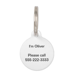 シンプルな白無地の色のパーソナライズItカスタムシステム ペット　ネームタグ