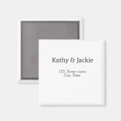 シンプルな白黒のカップル名住所シティ州デザイン マグネット (正面/裏面)