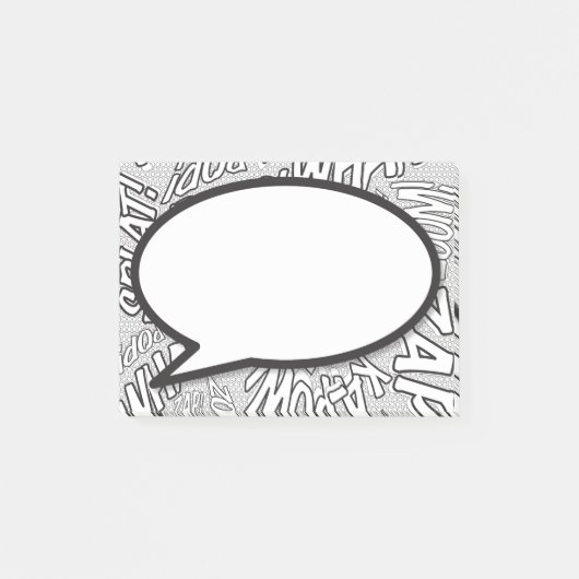 シンプルな白黒のコミック風セリフの吹き出し ポストイット (正面)