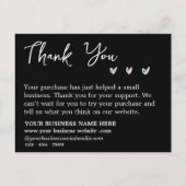 シンプルな白黒のサンキュー ビジネス ポストカード (正面)