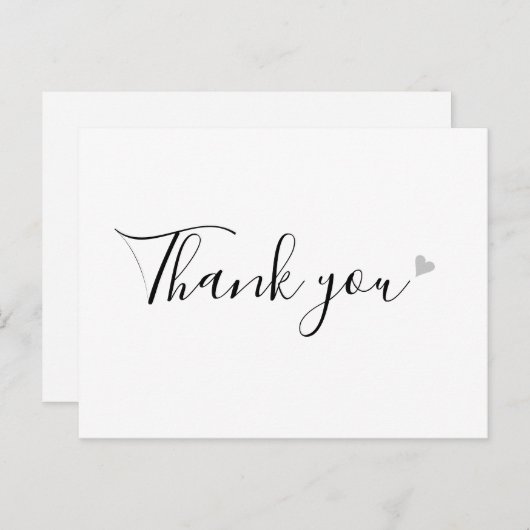 シンプルな白黒のスクリプト ビジネス サンクスカード ポストカード (正面/裏面)