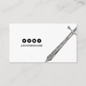 シンプルな白黒のタトゥーアーティスト 名刺 (裏面)