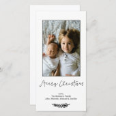 シンプルな白黒のメリークリスマス シーズンカード (正面/裏面)