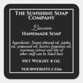 シンプルな白黒の化粧品ラベル スクエアシール (正面)