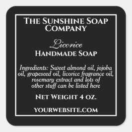 シンプルな白黒の化粧品ラベル スクエアシール