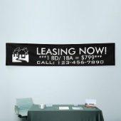 シンプルな白黒の家の旗の印を今リースすること 横断幕 (トレードショー)