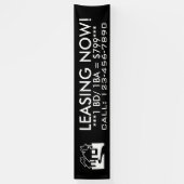 シンプルな白黒の家の旗の印を今リースすること 横断幕 (縦)