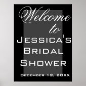 シンプルな白黒の結婚前お祝い会ポスター ポスター (正面)