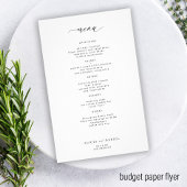 シンプルな白黒の結婚式のメニュー(予算内で) チラシ