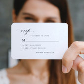 シンプルな白黒の結婚式出欠確認カード ノートカード