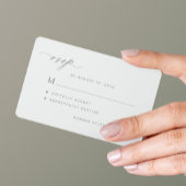 シンプルな白黒の結婚式出欠確認カード ノートカード