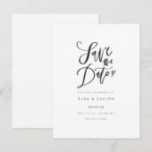 シンプルな白黒の脚本 Save the Date 案内ポストカード (正面/裏面)