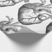 シンプルな白黒の解剖学のハートのイラストレーション ラッピングペーパー (角)