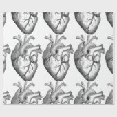 シンプルな白黒の解剖学のハートのイラストレーション ラッピングペーパー (フラット)