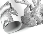 シンプルな白黒の解剖学のハートのイラストレーション ラッピングペーパー (ロールコーナー)