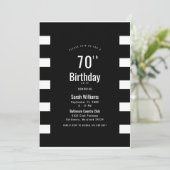 シンプルな白黒の70歳の誕生日パーティー招待状 招待状 (スタンド正面)