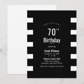 シンプルな白黒の70歳の誕生日パーティー招待状 招待状 (正面/裏面)