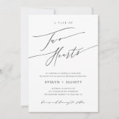 シンプルな白黒のQRコード　オールインワンウェディング 招待状 (正面)