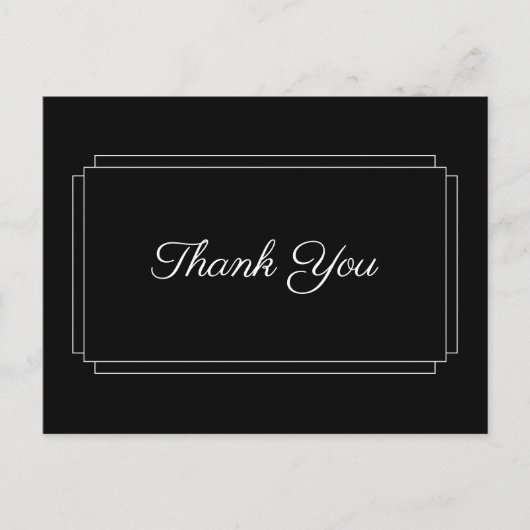 シンプルな白黒スクリプト ビジネス サンクス ポストカード (正面)