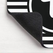 シンプルな白黒ストライプのストライプのなイニシャル マウスパッド (コーナー)