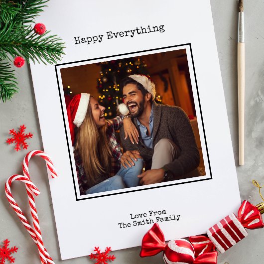 シンプルな白黒タイプライターのクリスマス写真 シーズンカード