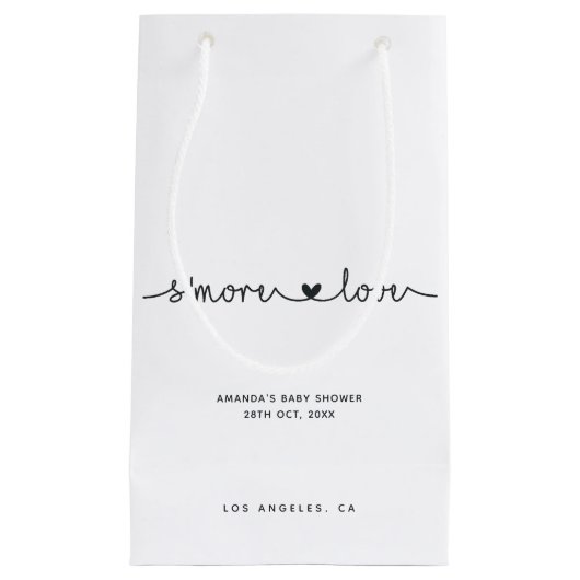 シンプルな白黒タイポグラフィの愛 スモールペーパーバッグ (正面)