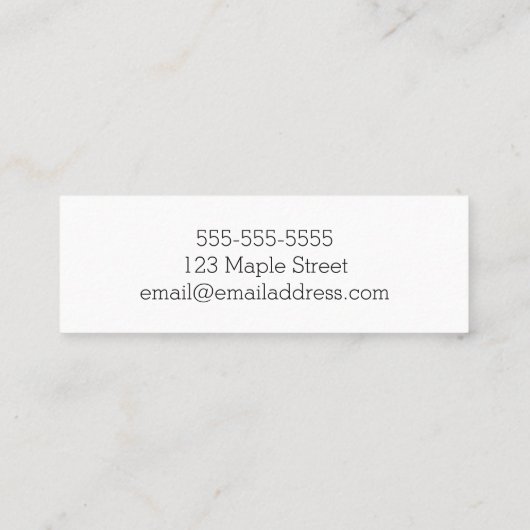 シンプルな白黒ベビーシッターの乳母のミニマリスト スキニー名刺 (裏面)