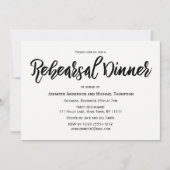 シンプルな白黒リハーサルの夕食 招待状 (正面)
