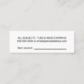 シンプルな白黒個別指導のミニマリストの個人教師 スキニー名刺 (裏面)