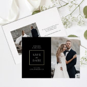 シンプルな白黒写真の日付の保存 箔招待状
