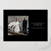 シンプルな白黒写真の結婚式日程事前通知 箔招待状 (裏面)