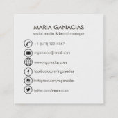 シンプルな白黒社会的な媒体の名刺 スクエア名刺 (裏面)