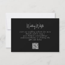 シンプルな白黒結婚式QRコードウェブサイトRSVPカード