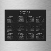 シンプルな白黒2027カレンダー