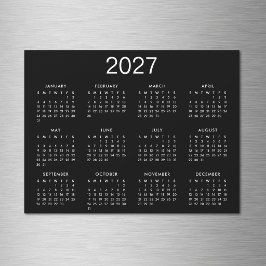 シンプルな白黒2027カレンダー