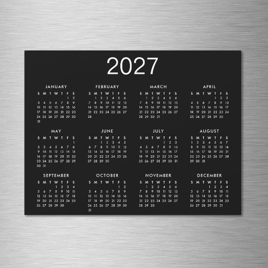 シンプルな白黒2027カレンダー